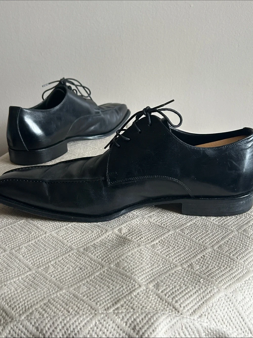 Canali Black Leather Derby Shoes - Classic Lace-Up Oxfords